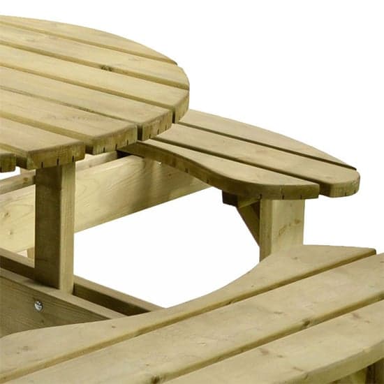 Abbie Scandinavian Pine Picnic Table Round With Benches_2