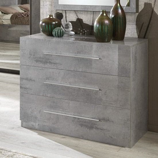 Abby Chest Of Drawers In Grey Marble Effect Gloss And 3 Drawers_1