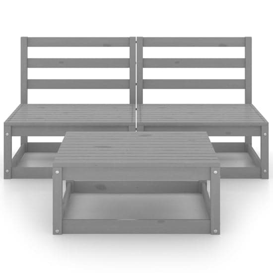 Abby Solid Pinewood 3 Piece Garden Lounge Set In Grey_3
