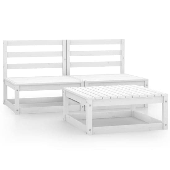 Abby Solid Pinewood 3 Piece Garden Lounge Set In White_2