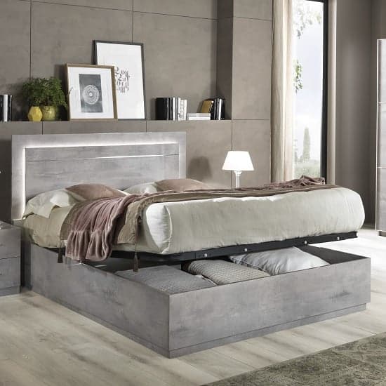 Abby King Size Ottoman Bed In Grey Marble Effect Gloss And Light_1