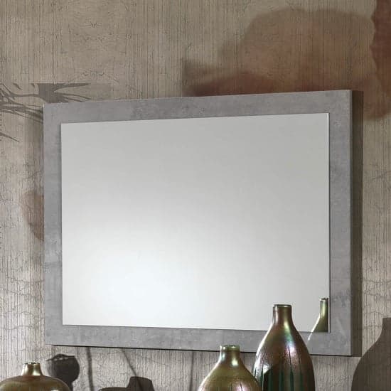 Abby Wall Mirror Rectangular In Grey Marble Effect Gloss