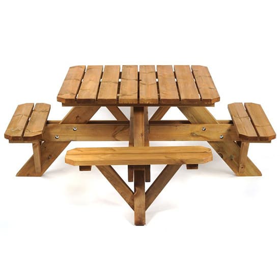 Abene Scandinavian Pine Picnic Table Square With Benches_3