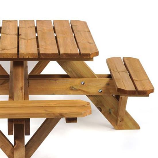 Abene Scandinavian Pine Picnic Table Square With Benches_4