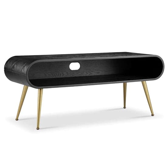 Abeni Wooden TV Stand In Black With Brass Legs_2
