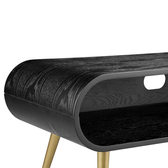 Abeni Wooden TV Stand In Black With Brass Legs_3