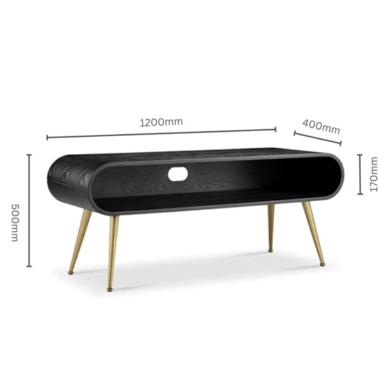 Abeni Wooden TV Stand In Black With Brass Legs_5