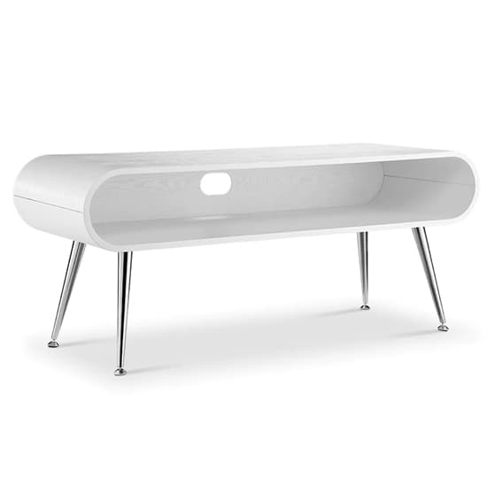 Abeni Wooden TV Stand In White With Chrome Legs Furniture in Fashion