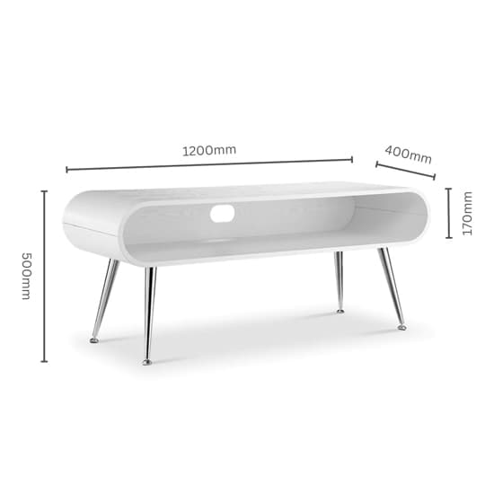Abeni Wooden TV Stand In White With Chrome Legs Furniture in Fashion