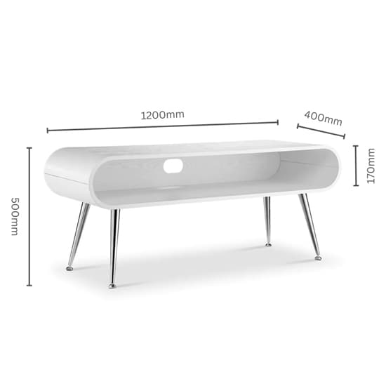 Abeni Wooden TV Stand In White With Chrome Legs_5