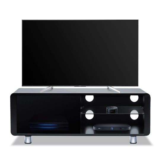 Abbie High Gloss TV Stand With 2 Shelves In Black_3