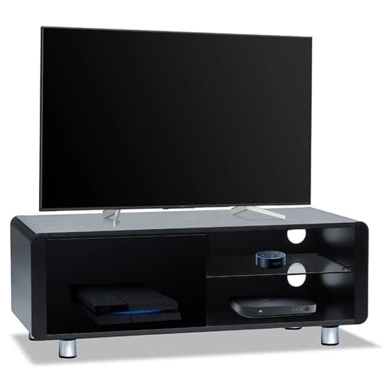 Abbie High Gloss TV Stand With 2 Shelves In Black