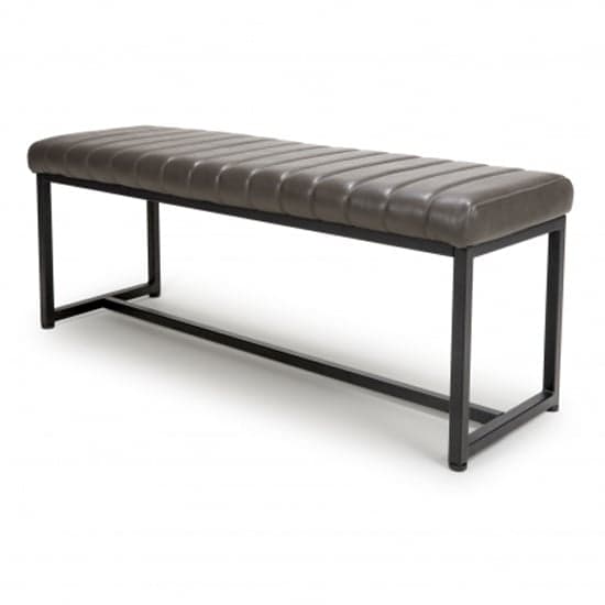 Aboba Leather Effect Dining Bench In Grey_1