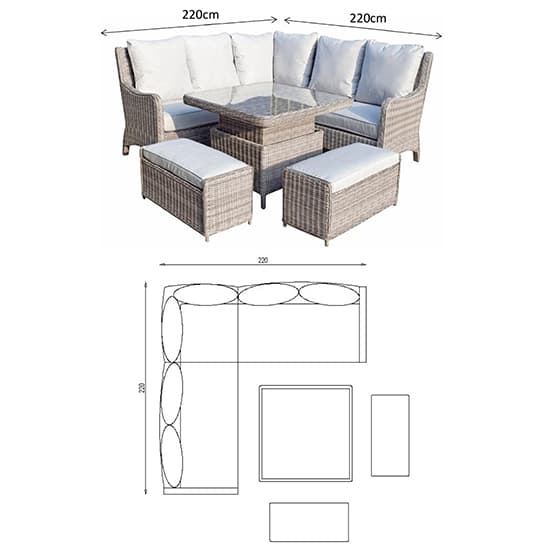 Abobo Corner Lounge Dining Set With 2 Benches In Fine Grey_7