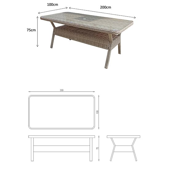 Abobo Rectangular Glass Top 200cm Dining Table In Fine Grey_3