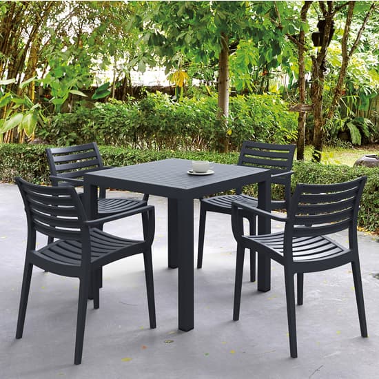 Aboyne Outdoor Square 80cm Dining Table In Black_4