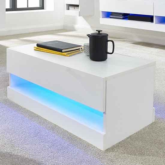 Goole LED High Gloss Coffee Table In White_1