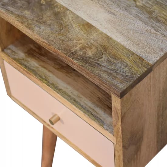 Acadia Wooden Petite Bedside Cabinet In Oak Ish And Pink_3