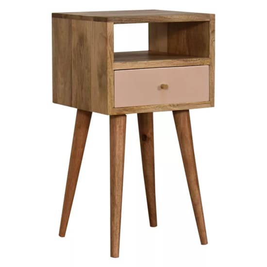 Acadia Wooden Petite Bedside Cabinet In Oak Ish And Pink_1