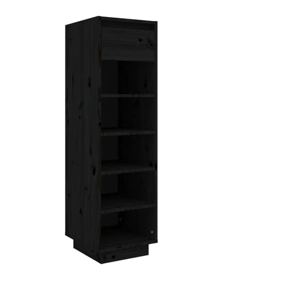 Acasia Pine Wood Shoe Storage Cabinet In Black_2