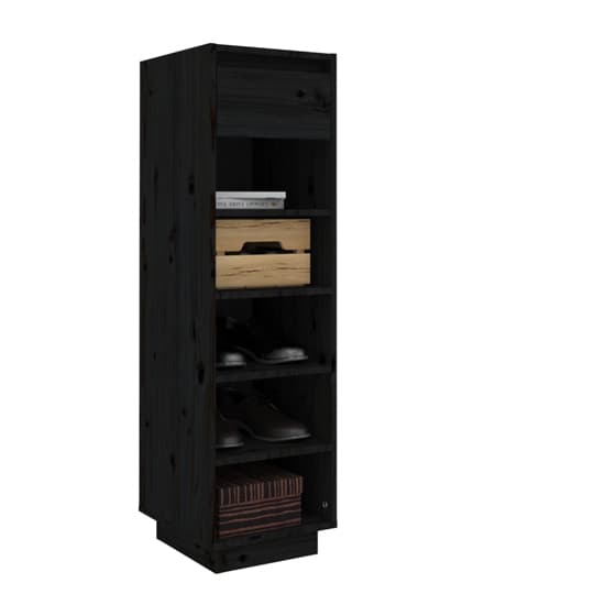 Acasia Pine Wood Shoe Storage Cabinet In Black_3
