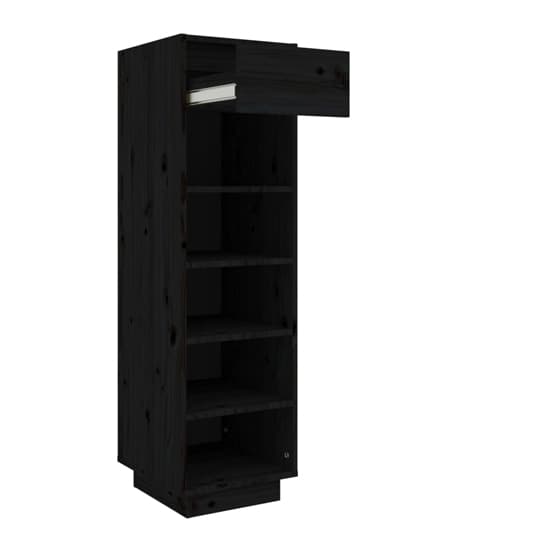Acasia Pine Wood Shoe Storage Cabinet In Black_4