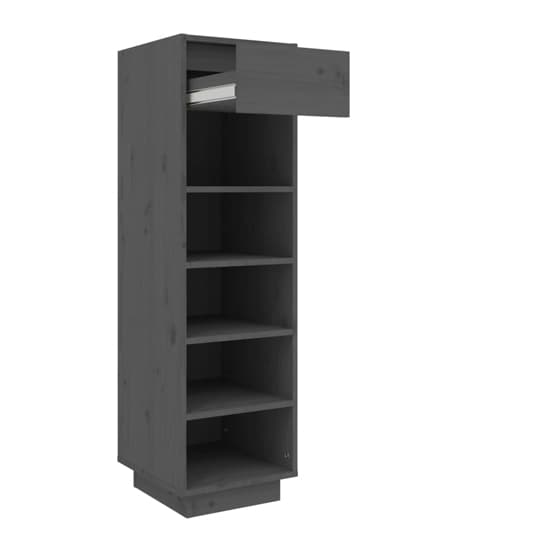 Acasia Pine Wood Shoe Storage Cabinet In Grey_4
