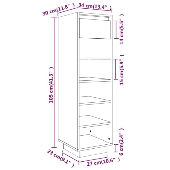 Acasia Pine Wood Shoe Storage Cabinet In Grey_5