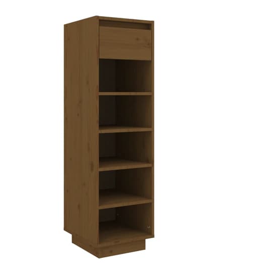 Acasia Pine Wood Shoe Storage Cabinet In Honey Brown_2