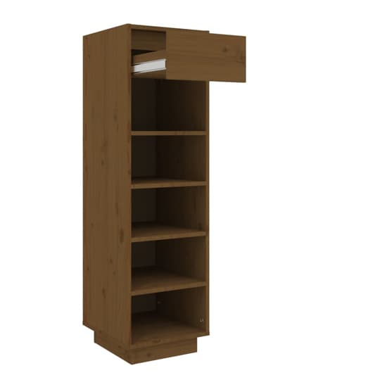 Acasia Pine Wood Shoe Storage Cabinet In Honey Brown_4