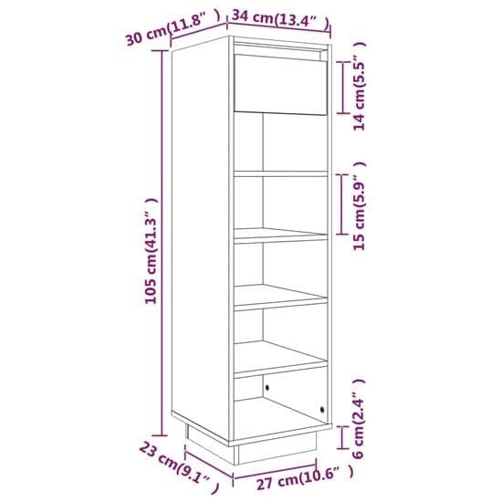 Acasia Pine Wood Shoe Storage Cabinet In White_5