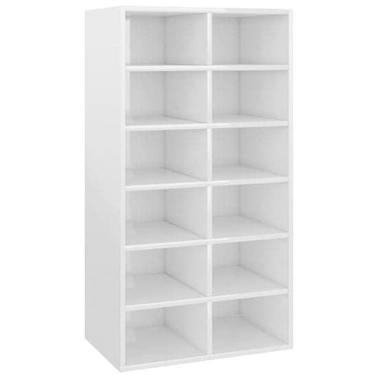 Acciai High Gloss Shoe Storage Rack With 12 Shelves In White_2