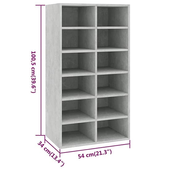 Acciai Shoe Storage Rack With 12 Shelves In Concrete Effect_4