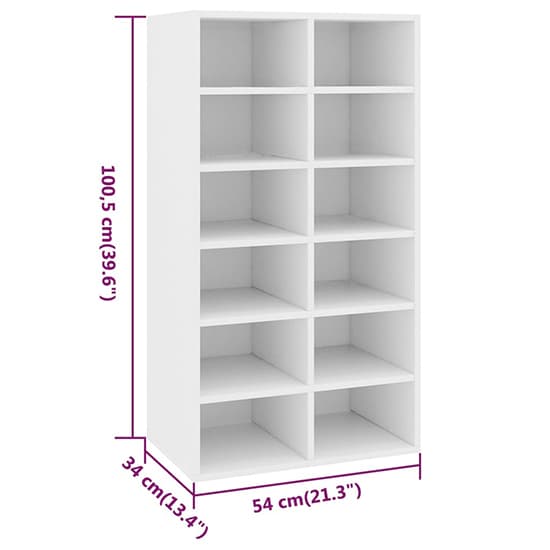 Acciai Wooden Shoe Storage Rack With 12 Shelves In White_4