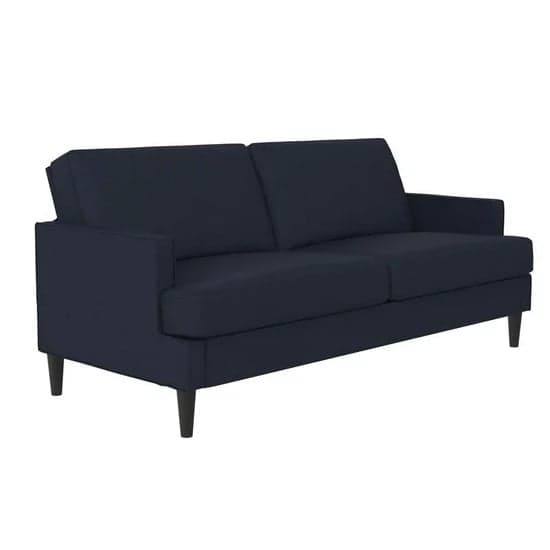 Accord Linen Fabric 3 Seater Sofa In Blue With Black Legs_2