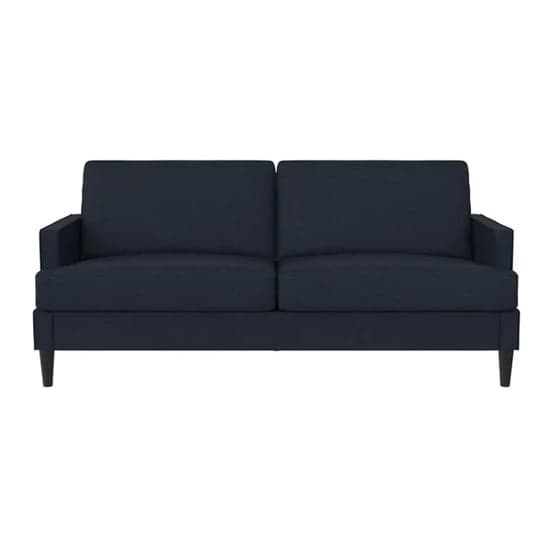 Accord Linen Fabric 3 Seater Sofa In Blue With Black Legs_3