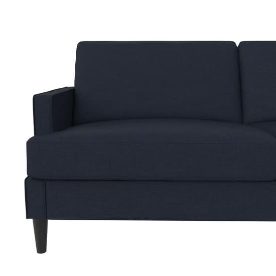Accord Linen Fabric 3 Seater Sofa In Blue With Black Legs_4