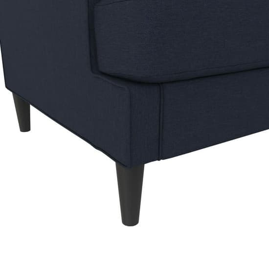 Accord Linen Fabric 3 Seater Sofa In Blue With Black Legs_5