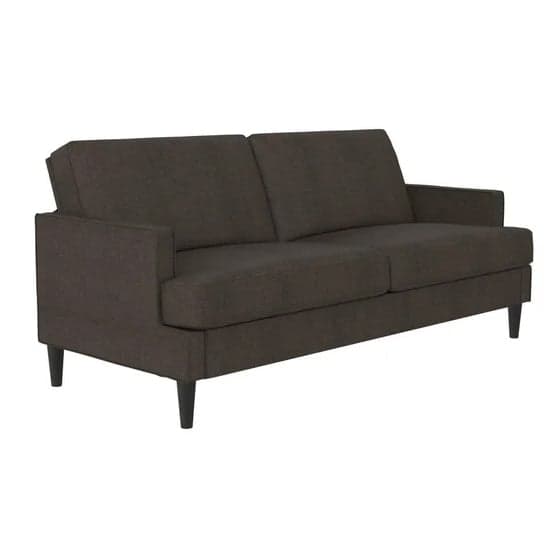 Accord Linen Fabric 3 Seater Sofa In Grey With Black Legs_2