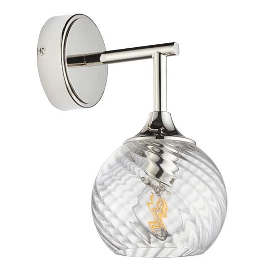 Accra Clear Spiral Glass Shade Wall Light In Bright Nickel_6