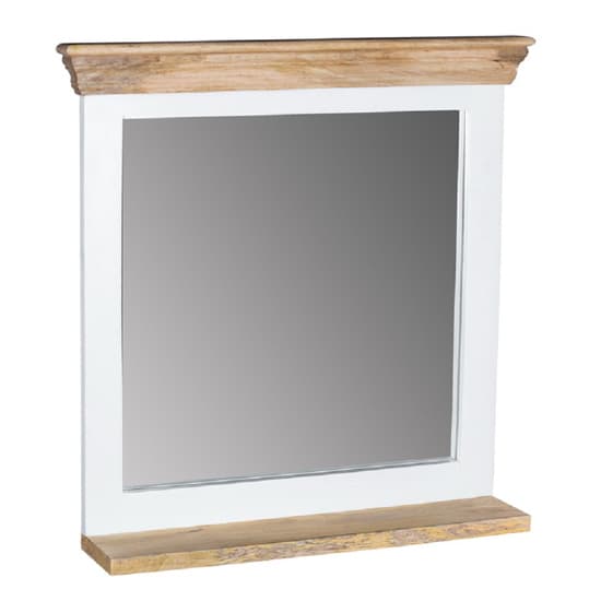 Accra Solid Mango Wood Frame Wall Mirror With Shelf In White_2