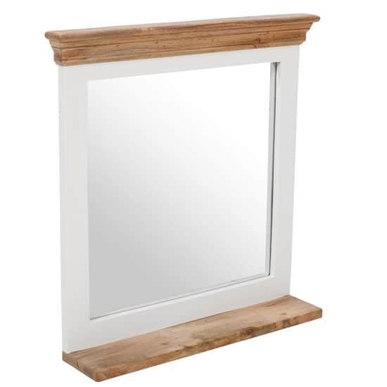Accra Solid Mango Wood Frame Wall Mirror With Shelf In White_6