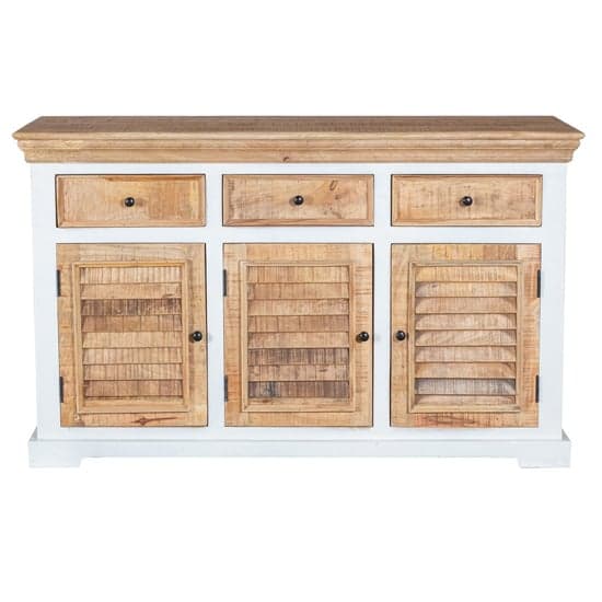 Accra Solid Mango Wood Sideboard With 3 Doors 3 Drawers In Oak_2