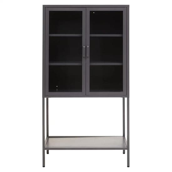 Accra Steel Display Cabinet With 2 Doors And Shelf In Grey_1