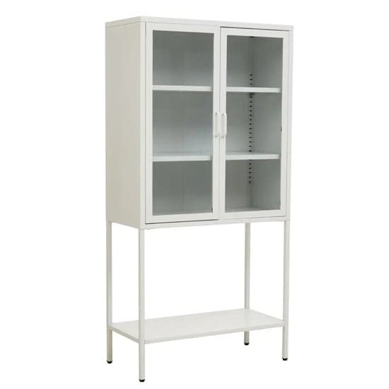 Accra Steel Display Cabinet With 2 Doors And Shelf In White_2