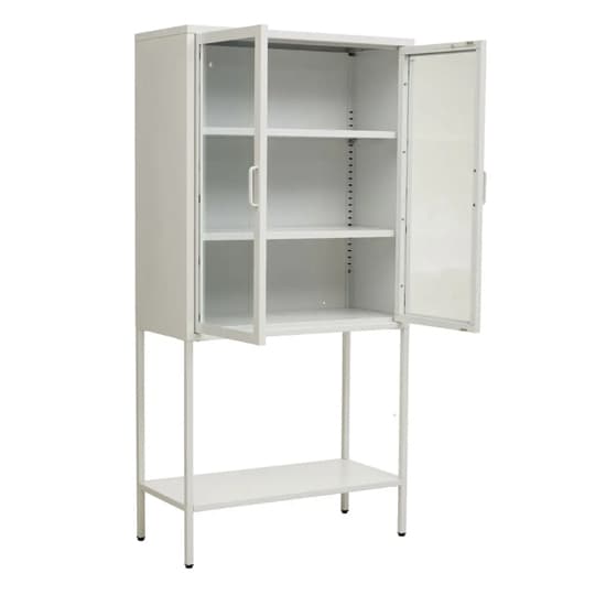 Accra Steel Display Cabinet With 2 Doors And Shelf In White_3