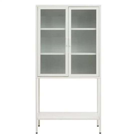 Accra Steel Display Cabinet With 2 Doors And Shelf In White_1