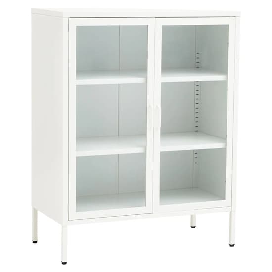 Accra Steel Display Cabinet With 2 Doors In White_3