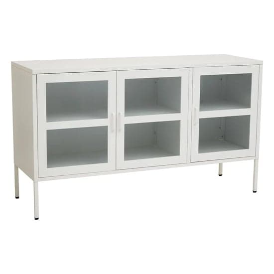 Accra Steel Display Cabinet With 3 Doors In White_3
