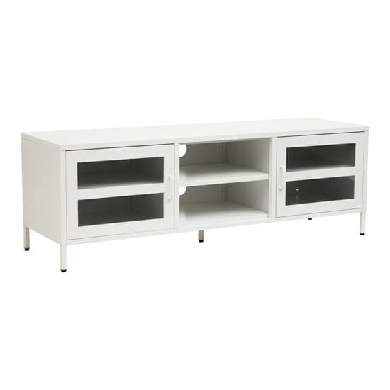 Accra Steel TV Stand With 2 Doors 1 Shelf In White_3